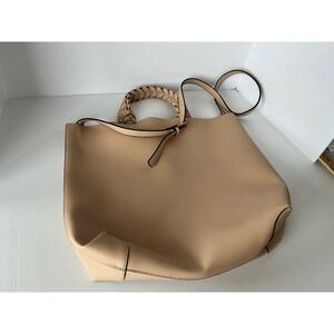 Jules Kae Tote Bag Braided Handle Pink Vegan Leather Large Crossbody Handbag